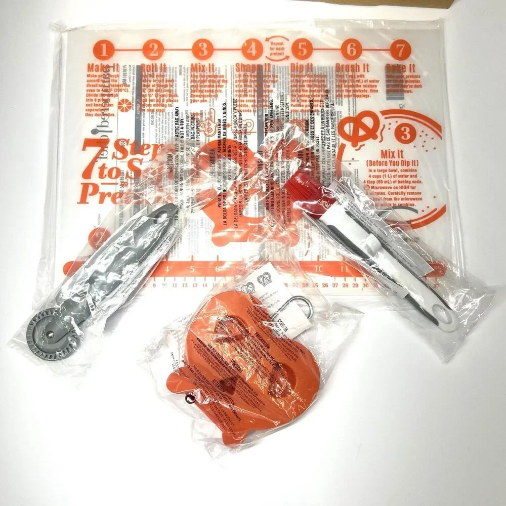 Pampered Chef Pretzel Making Kit Mat Crimper Form Brush All New Items NO MIX